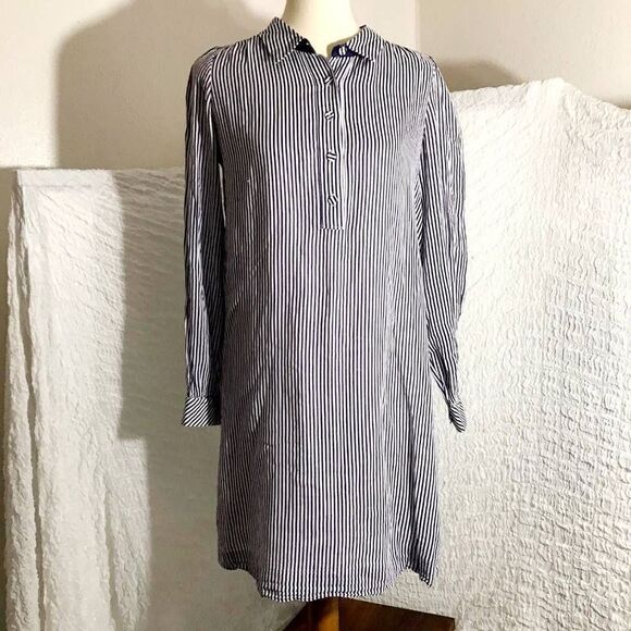 Lilly Pulitzer Blue Striped Long Sleeve Shirt Dress Size 4 - Picture 3 of 10